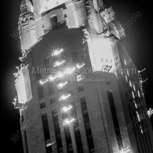 A Cross Made of Office Lights in the Top of LeVeque Tower -- Columbus Black and White Wall Art
