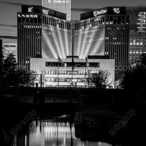 The Dale Clark Library and Central Park Plaza Buildings -- Omaha Black and White Wall Art