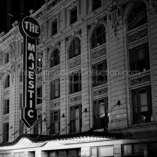 The Dallas Majestic Theater -- Dallas Black and White Wall Art