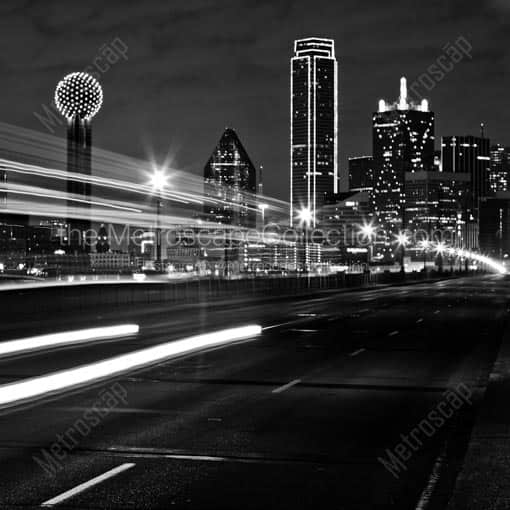 The Dallas Skyline -- Dallas Black and White Wall Art