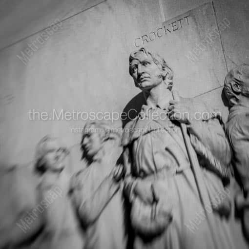 Davey Crockett on the Cenotaph -- San Antonio Black and White Wall Art
