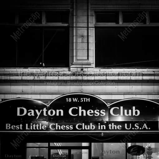 The Dayton Chess Club -- Dayton Black and White Wall Art