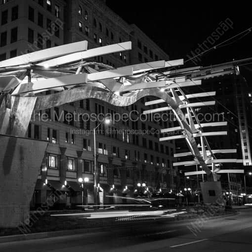 The Flyover Sculpture -- Dayton Black and White Wall Art