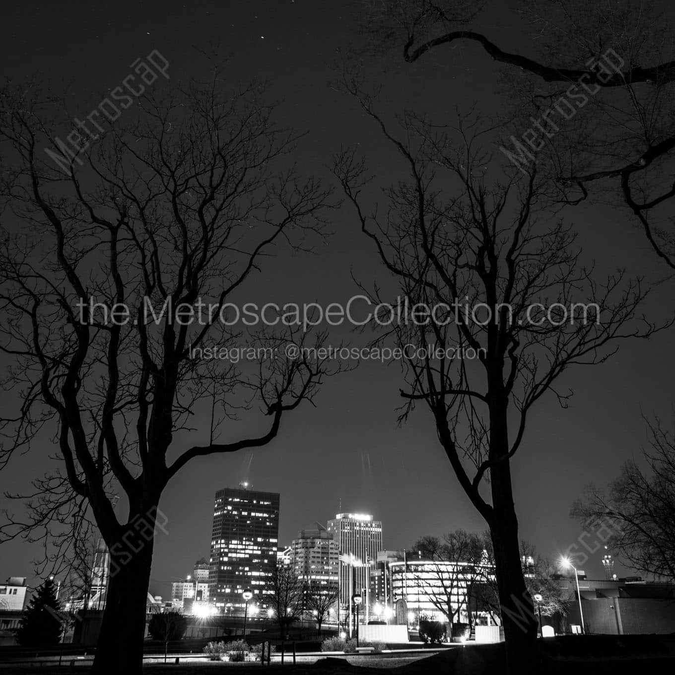 The Dayton Skyline under the Stars Wall Art square crop