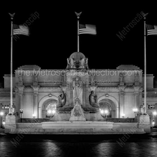 The Washington DC Union Station at Night -- Washington DC Black and White Wall Art