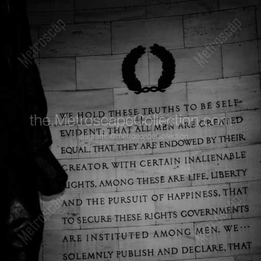 The Declaration of Independence in the Jefferson Memorial -- Washington DC Black and White Wall Art