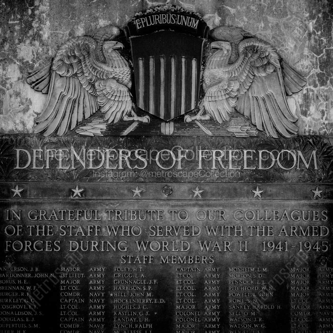 The Defenders of Freedom Plaque at Soldiers and Sailors Memorial Wall Art square crop