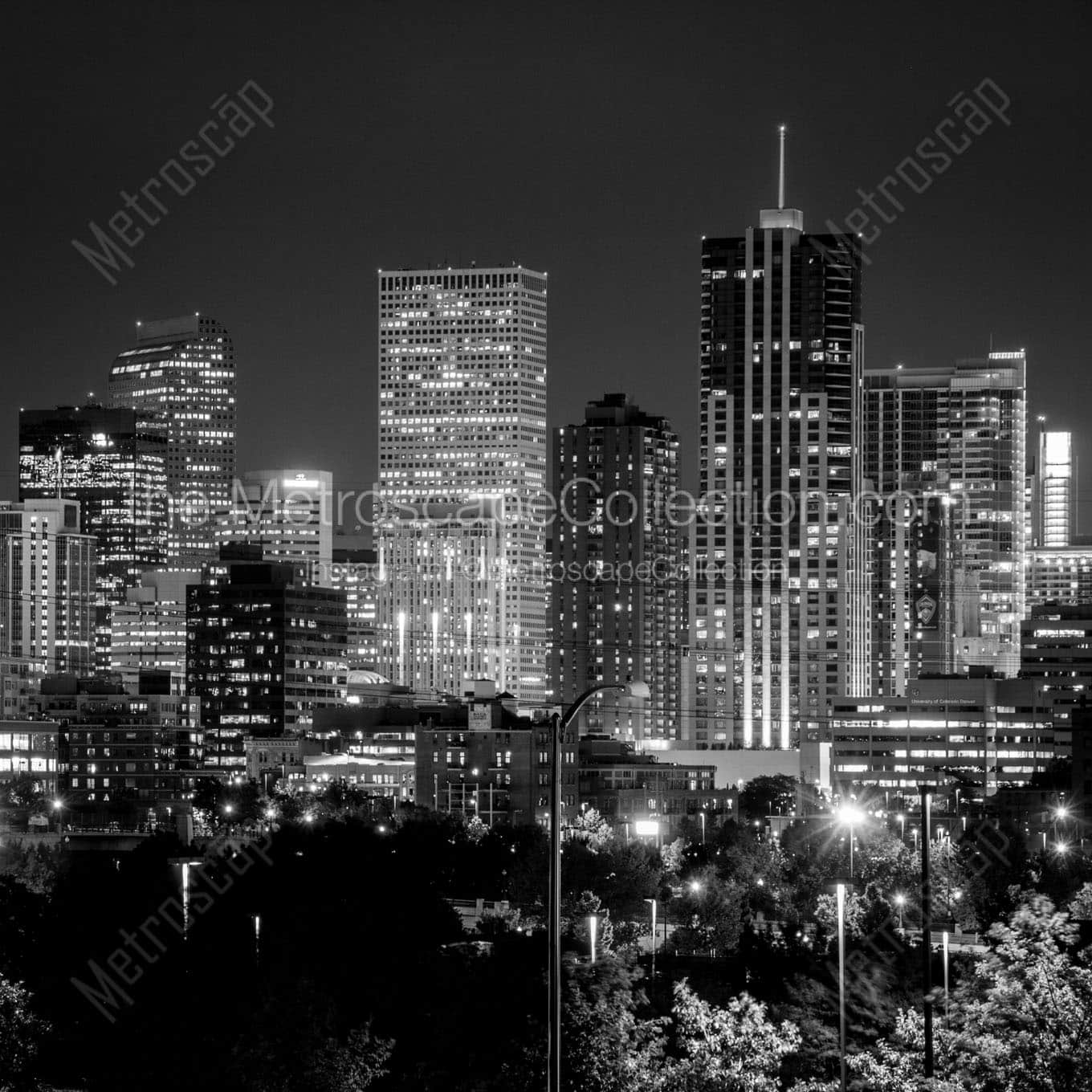 A Close Crop of the Denver Skyline featuring the Republic Building Wall Art square crop