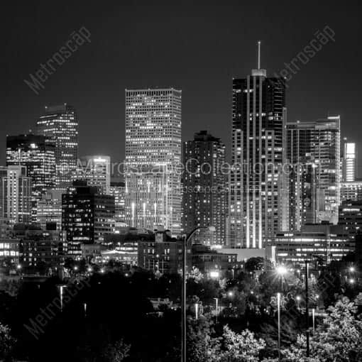 A Close Crop of the Denver Skyline featuring the Republic Building -- Denver Black and White Wall Art