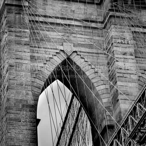 Tight Detail of the Brooklyn Bridge -- New York City Black and White Wall Art