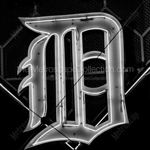 The Detroit Tigers D -- Detroit Black and White Wall Art