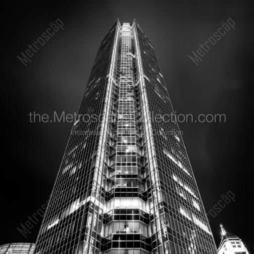The Devon Energy Tower at Night -- Oklahoma City Black and White Wall Art