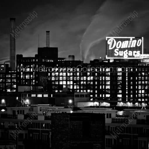 The Domino Sugars Factory as seen from Federal Hill -- Baltimore Black and White Wall Art