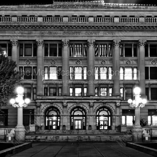 The Douglas County Court House -- Omaha Black and White Wall Art
