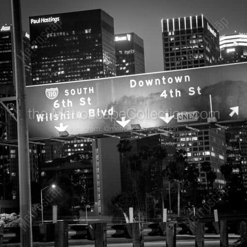 Downtown and 4th Street Exit -- Los Angeles Black and White Wall Art