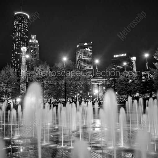The Atlanta Skyline from Centennial Olympic Park -- Atlanta Black and White Wall Art