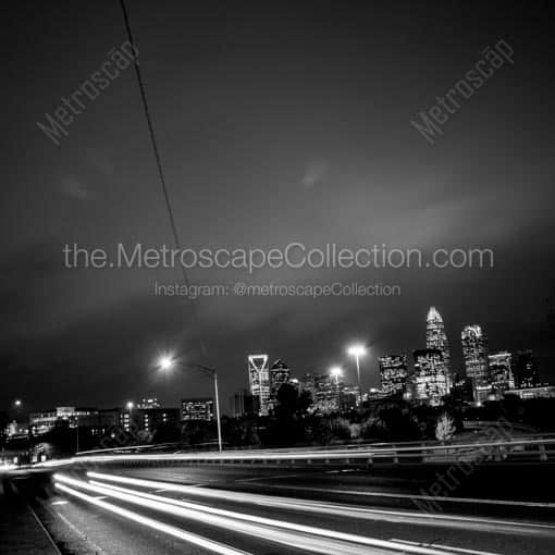 Downtown Charlotte from near the Piedmont Campus -- Charlotte Black and White Wall Art