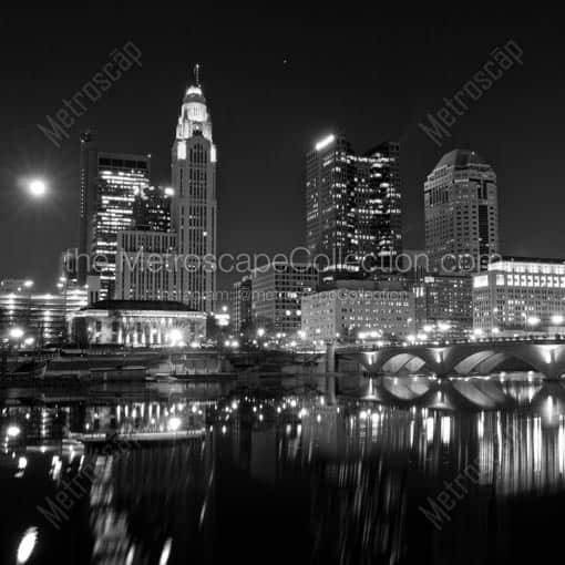 The 2012 Columbus Skyline in its Bicentennial Year -- Columbus Black and White Wall Art