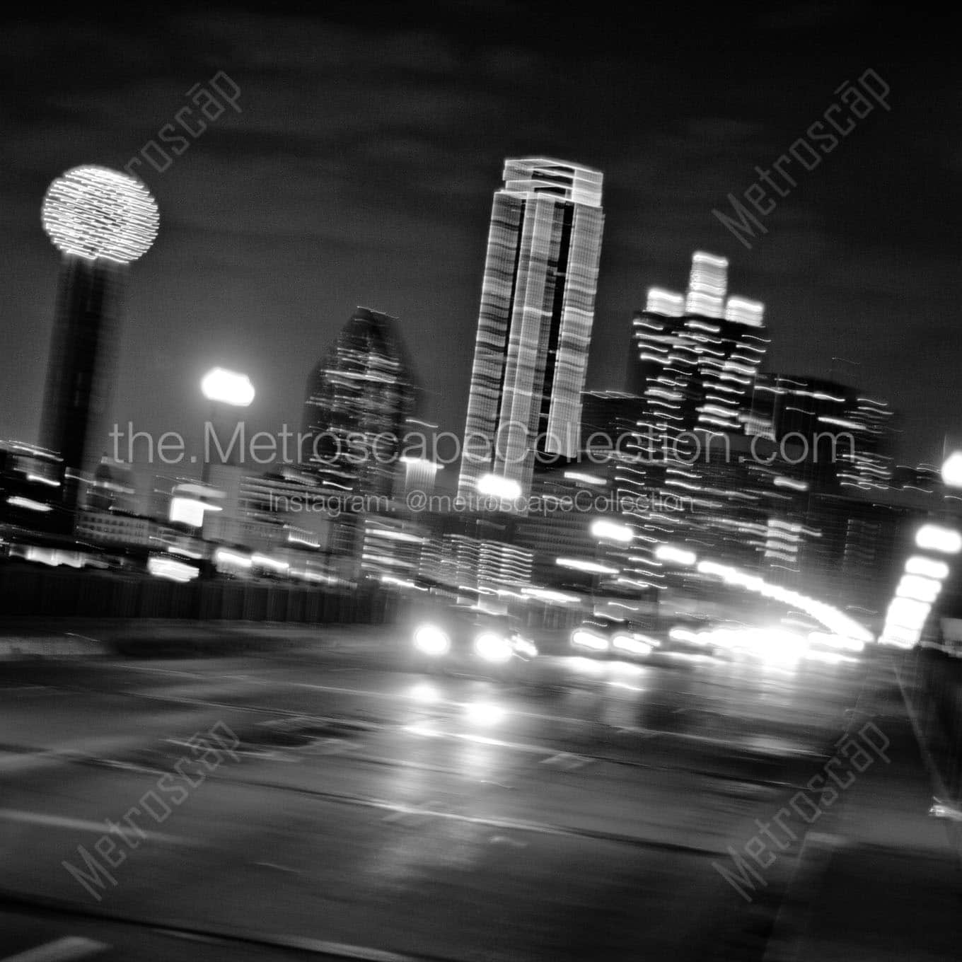 Traffic Leaving Downtown Dallas on the Houston Viaduct Wall Art square crop
