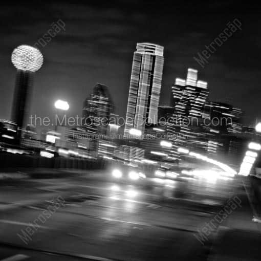 Traffic Leaving Downtown Dallas on the Houston Viaduct -- Dallas Black and White Wall Art