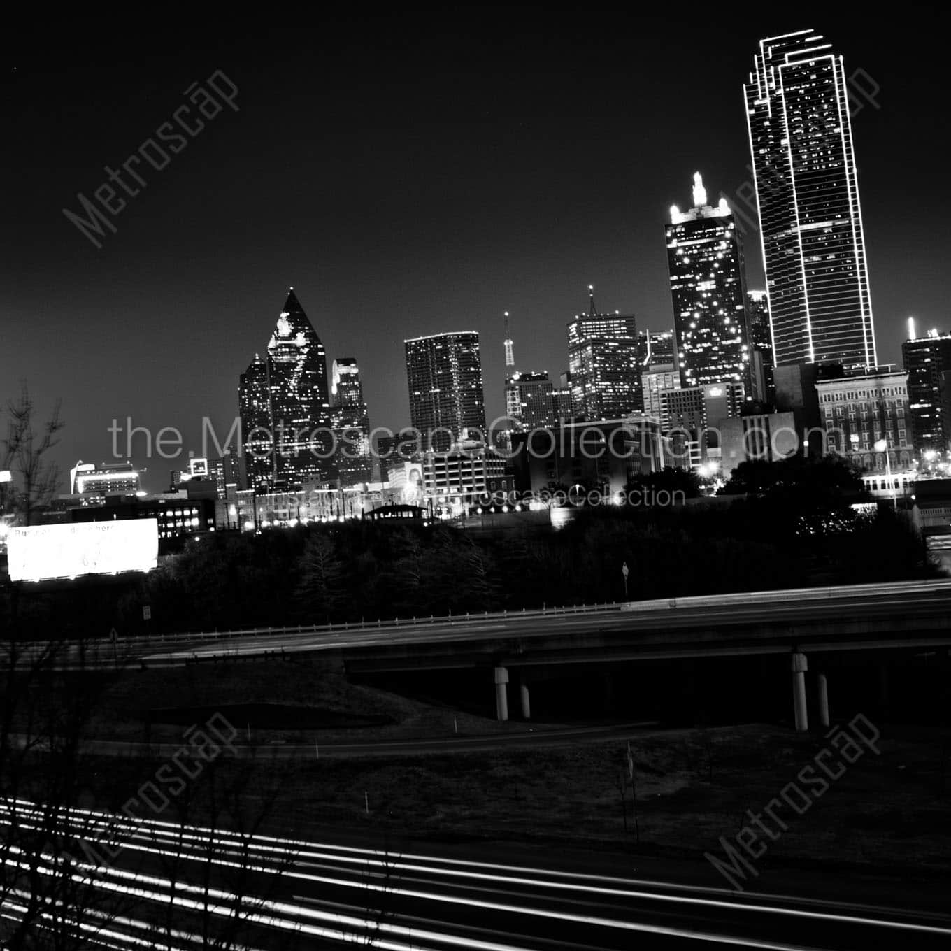 Downtown Dallas from above Interstate 35 Wall Art square crop