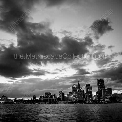 Detroit from Windsor Ontario -- Detroit Black and White Wall Art