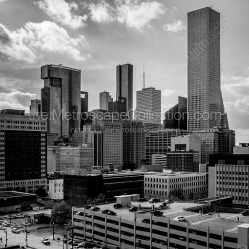 Downtown Houston from a Parking Garage -- Houston Black and White Wall Art