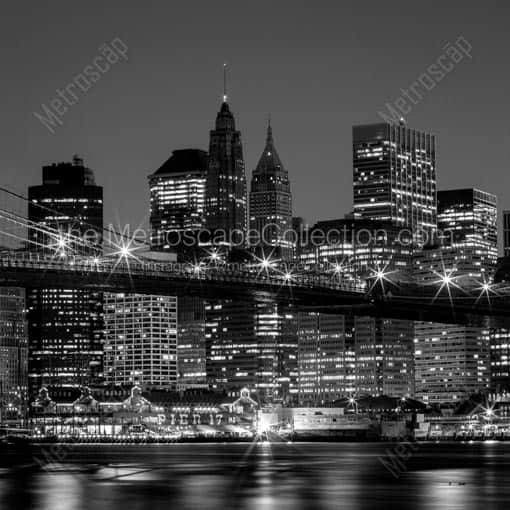 Downtown Manhattan Skyline without Brooklyn Bridge -- New York City Black and White Wall Art