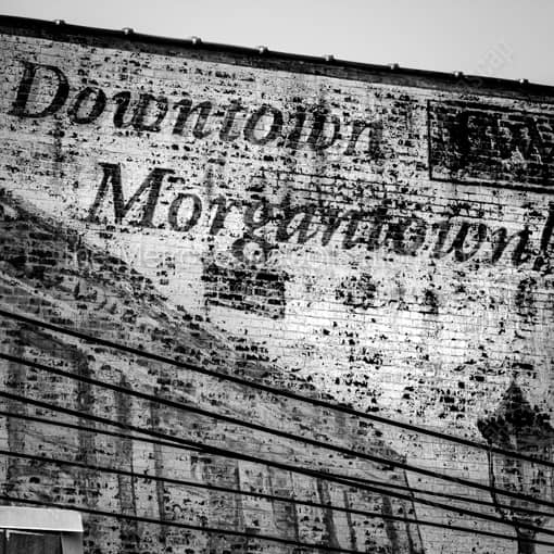 Downtown Morgantown Mural -- Morgantown WV Black and White Wall Art