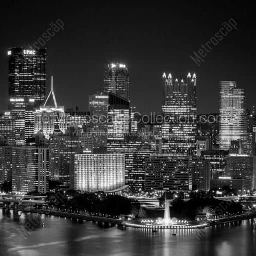The Downtown Pittsburgh Skyline Golden Triangle -- Pittsburgh Black and White Wall Art