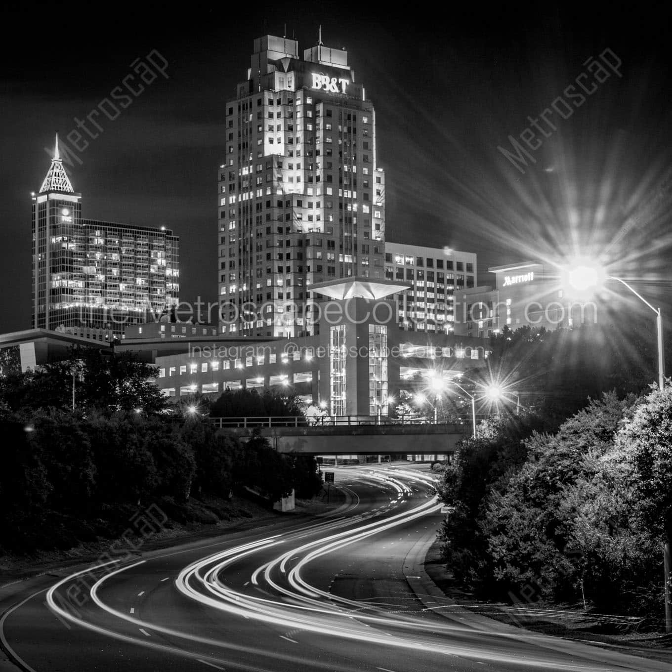 The Raleigh Skyline on McDowell Wall Art square crop