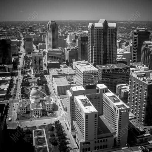 Saint Louis from the Gateway Arch Observatory -- St Louis Black and White Wall Art
