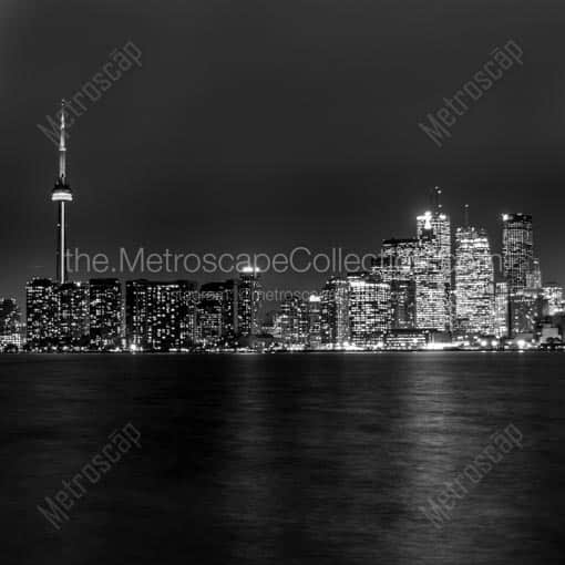 Downtown Toronto at Night -- Toronto Black and White Wall Art