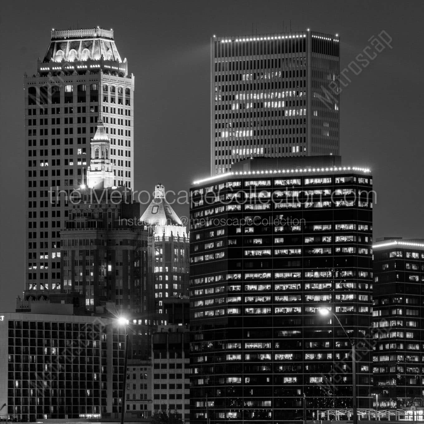 Downtown Tulsa at Night Wall Art square crop