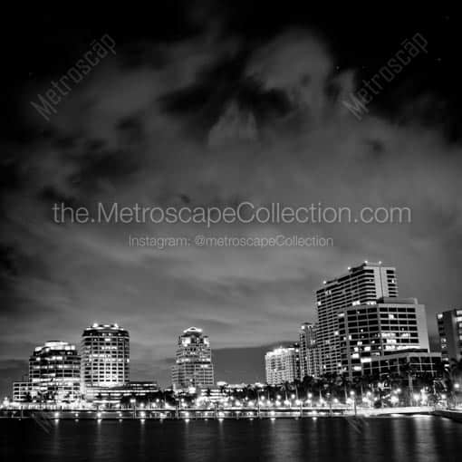 The Downtown West Palm Beach Skyline -- Palm Beach Black and White Wall Art
