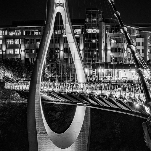 Dublin Link Bridge at Night -- Dublin Black and White Wall Art
