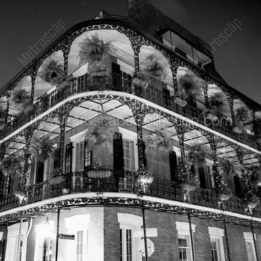 Dumaine Street at Night -- New Orleans Black and White Wall Art