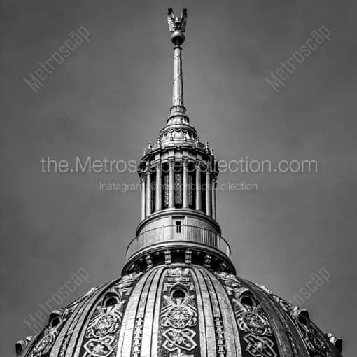The Eagle atop the West Virginia State Capitol Building Dome -- Charleston WV Black and White Wall Art