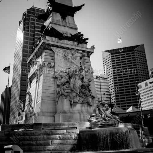 East Side of the Soldiers Sailors Monument -- Indianapolis Black and White Wall Art
