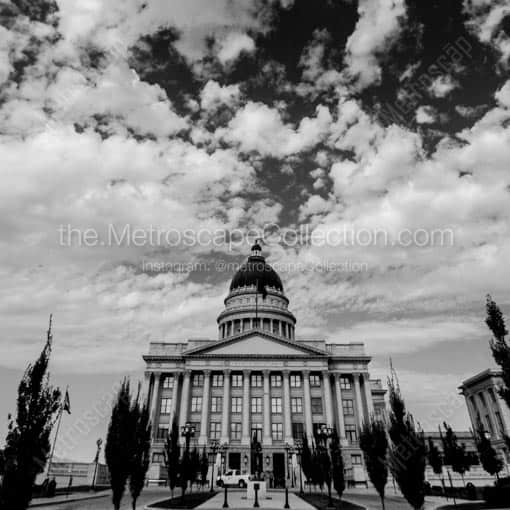The Eastside of the Utah Capitol Building -- Salt Lake City Black and White Wall Art