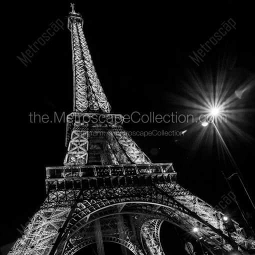 The Eiffel Tower and Street Light -- Paris Black and White Wall Art