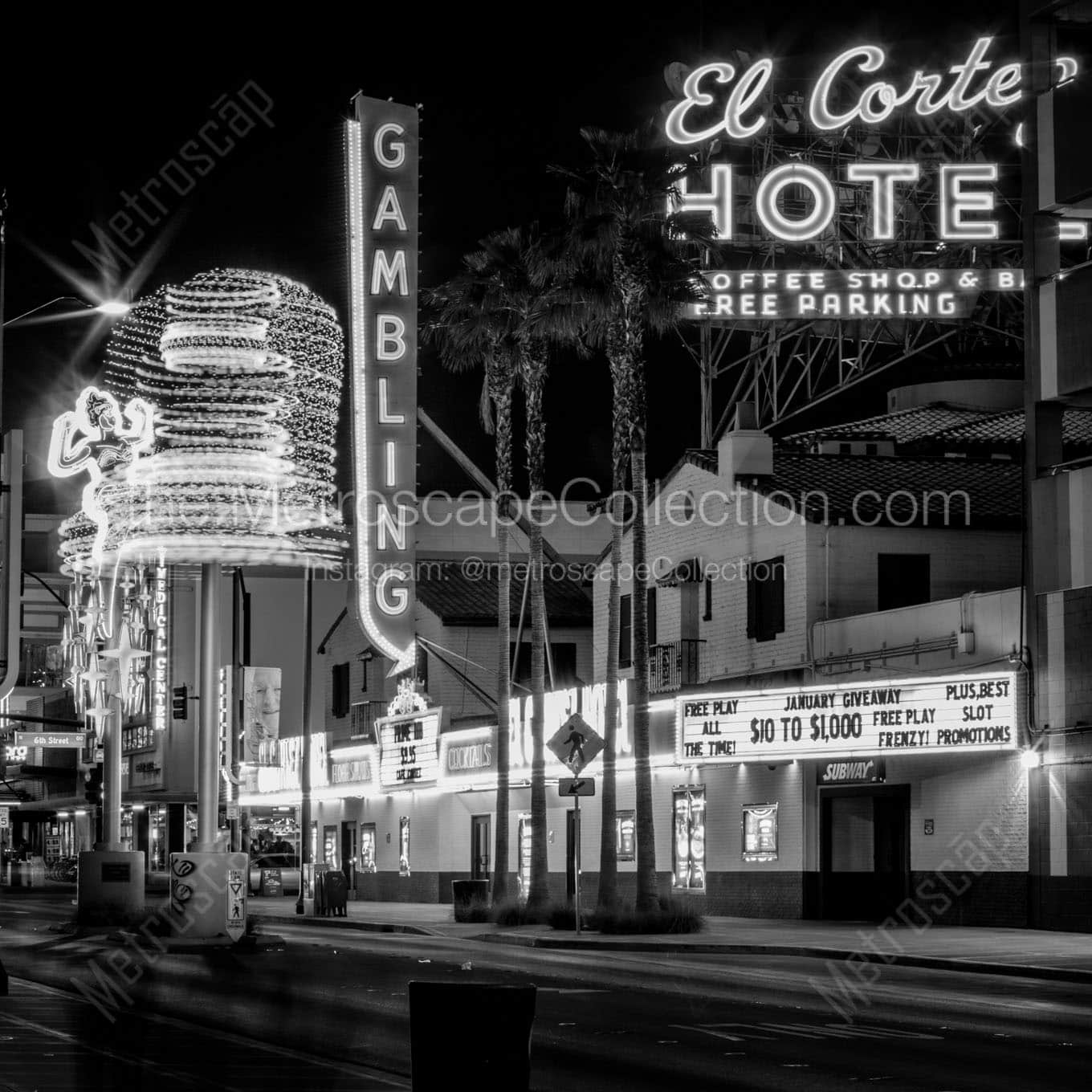 The El Cortez Hotel in Downtown Las Vegas Wall Art square crop