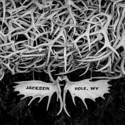 The Elk Antler Arch in Jackson Hole Wyoming -- Jackson Hole Black and White Wall Art