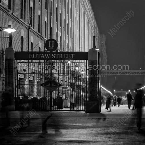 Eutaw Street Behind Oriole Park at Camden Yards -- Baltimore Black and White Wall Art