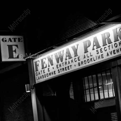 Fenway Park Gate E Entrance -- Boston Black and White Wall Art