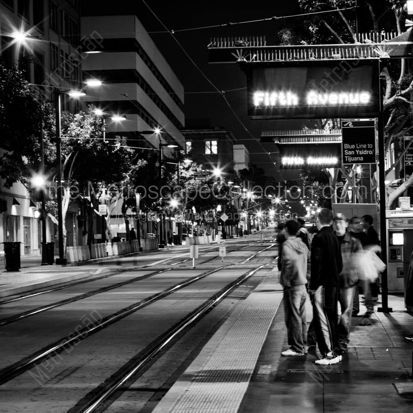 The Fifth Avenue Blue Line Station in San Diego Wall Art square crop