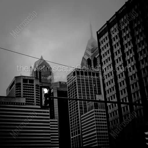 A Foggy Philadelphia Cityscape -- Philadelphia Black and White Wall Art