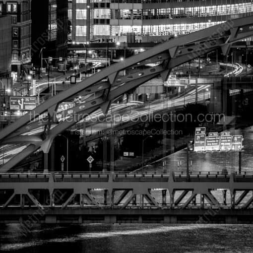 The Fort Pitt Bridge from the West End Overlook -- Pittsburgh Black and White Wall Art