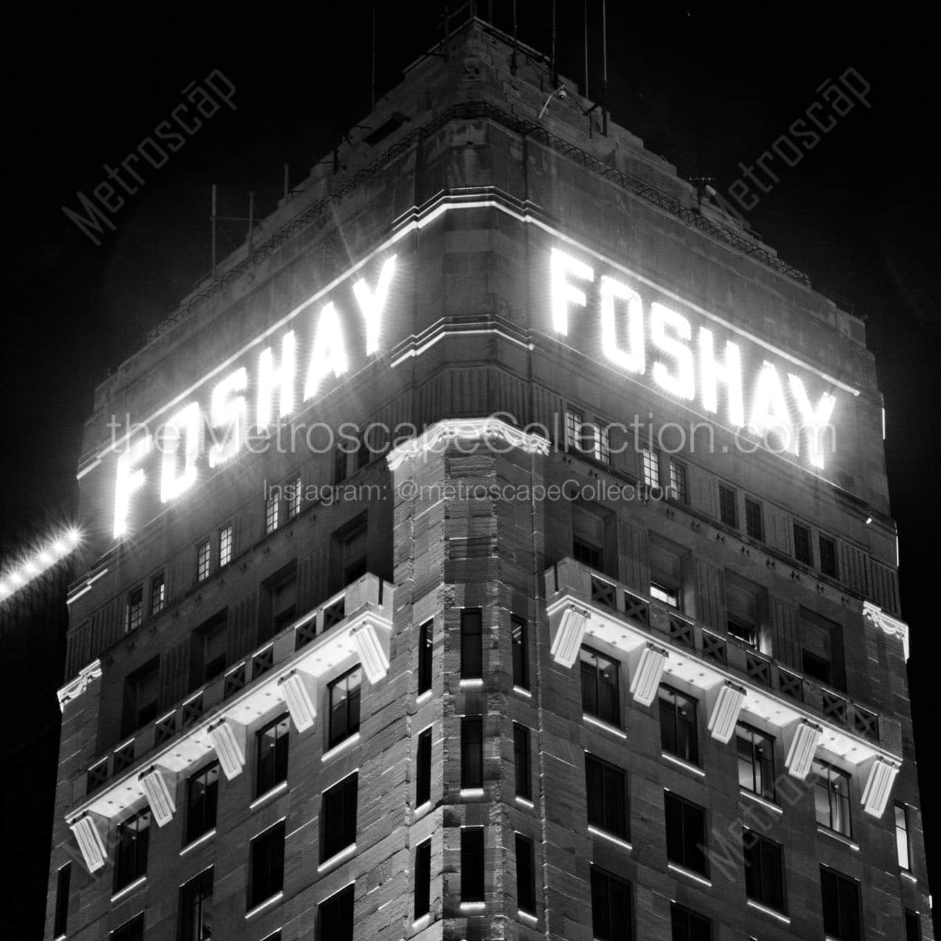 The Top of the Foshay Tower at Night Wall Art square crop