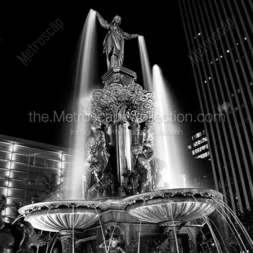 The Fountain Square Fountain -- Cincinnati Black and White Wall Art